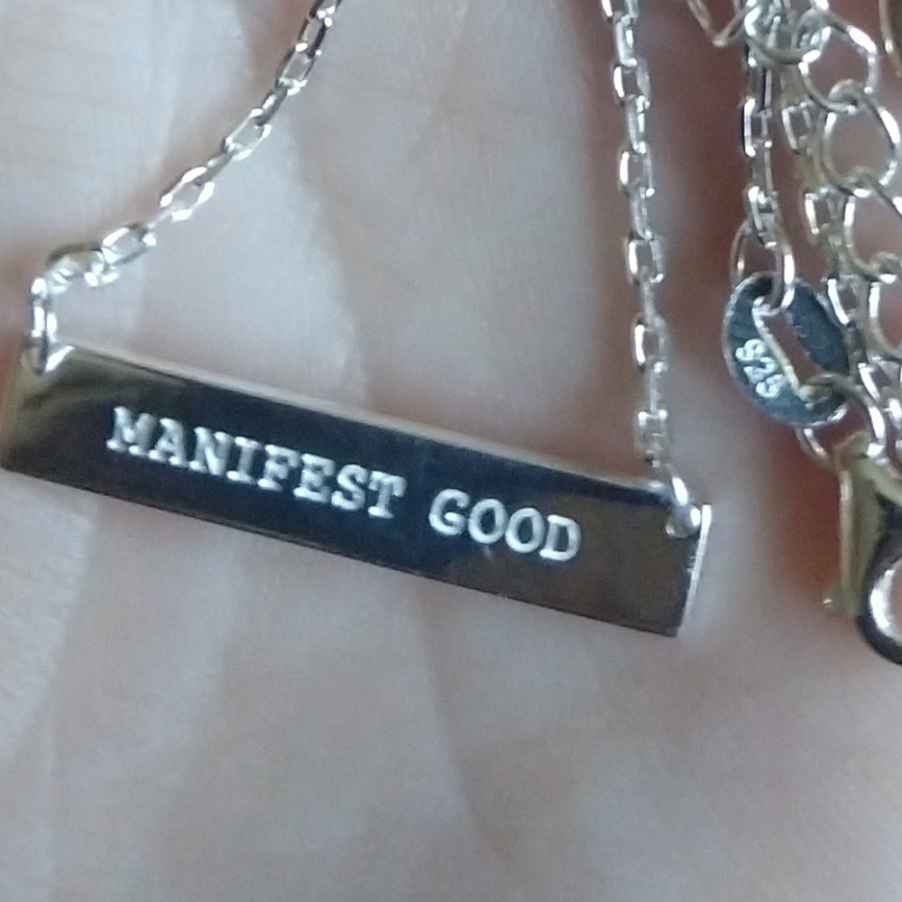 Manifest good bar necklace fortune and frame sterling silver 925